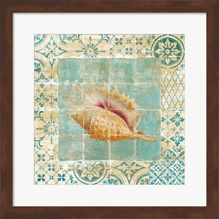 Framed Shell Tiles II Blue Print