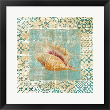 Framed Shell Tiles II Blue Print