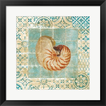 Framed Shell Tiles III Blue Print