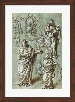 Framed Sheet of Studies of Various Figures Print