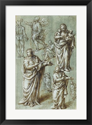 Framed Sheet of Studies of Various Figures Print