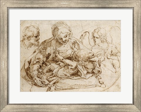 Framed Holy Family with an Angel Print