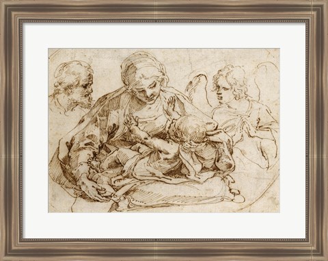 Framed Holy Family with an Angel Print