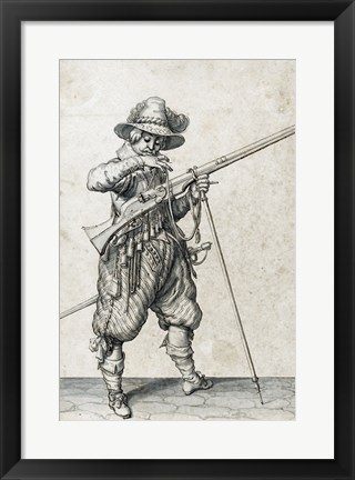 Framed Soldier on Guard Blowing Out a Match Print