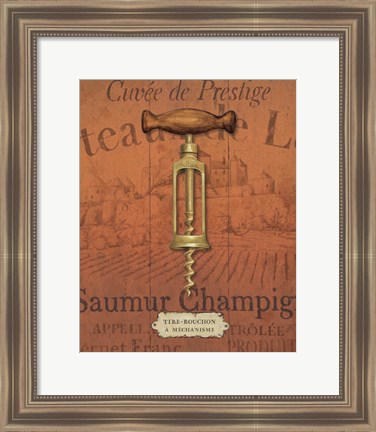 Framed Antique Corkscrew II Red Print