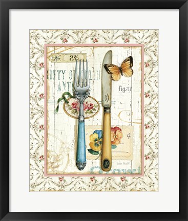 Framed Rose Garden Utensils I Print