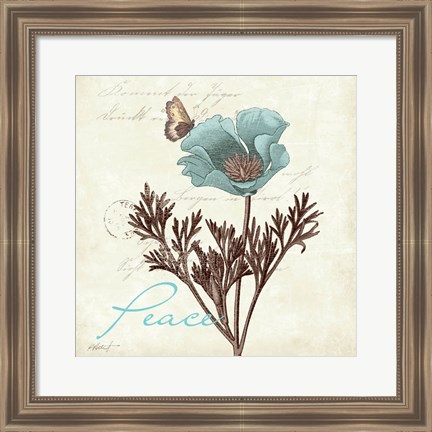 Framed Touch of Blue I - Peace Print