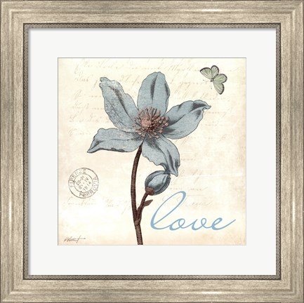 Framed Touch of Blue IV - Love Print