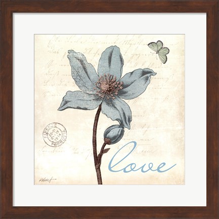 Framed Touch of Blue IV - Love Print