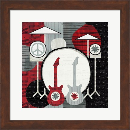 Framed Rock &#39;n Roll Drums Print