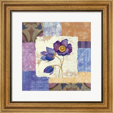 Framed Tiled Poppies I - Purple Print