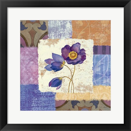 Framed Tiled Poppies I - Purple Print