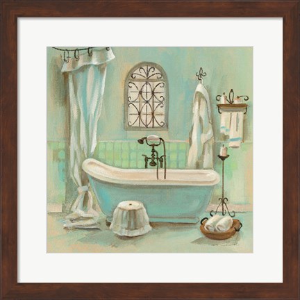 Framed Glass Tile Bath I Print