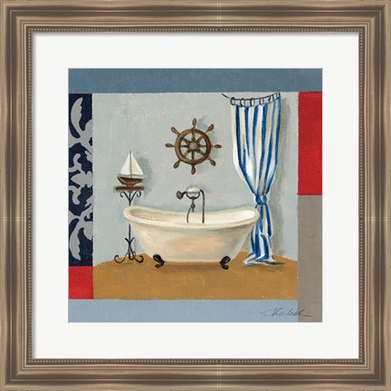 Framed Nautical Bath II Print