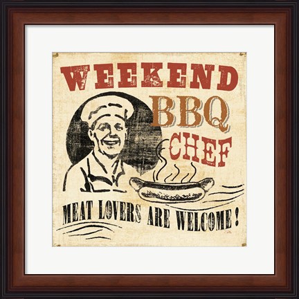 Framed Weekend BBQ Chef Print