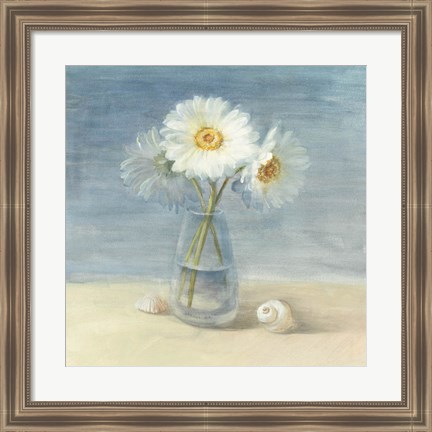 Framed Daisies and Shells Print