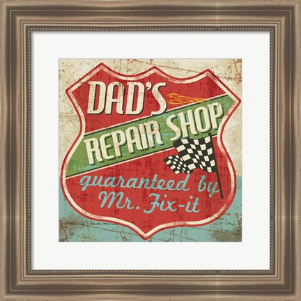 Framed Mancave IV - Dads Repair Shop Print