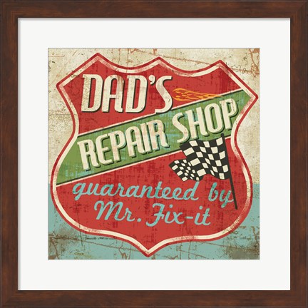 Framed Mancave IV - Dads Repair Shop Print