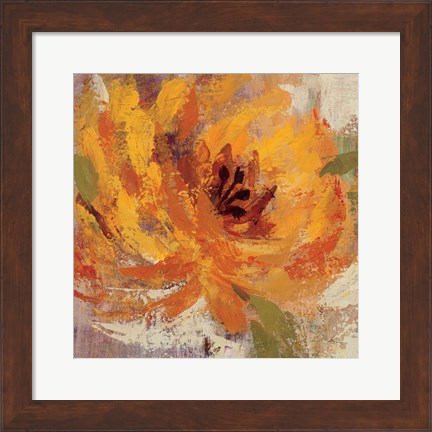 Framed Fiery Dahlias I Crop Print