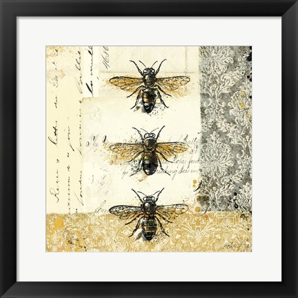 Framed Golden Bees n Butterflies No. 1 Print