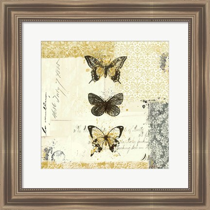 Framed Golden Bees n Butterflies No. 2 Print