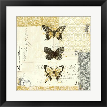 Framed Golden Bees n Butterflies No. 2 Print