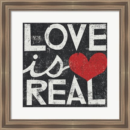 Framed Love Is Real Grunge Square Print