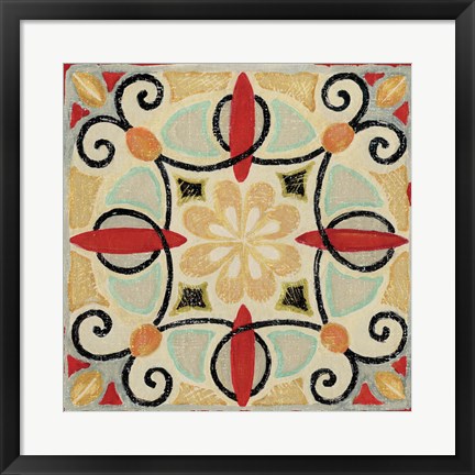 Framed Bohemian Rooster Tile Square II Print