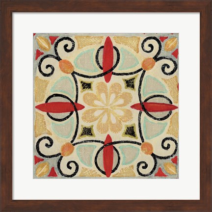 Framed Bohemian Rooster Tile Square II Print