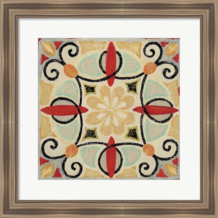 Framed Bohemian Rooster Tile Square II Print