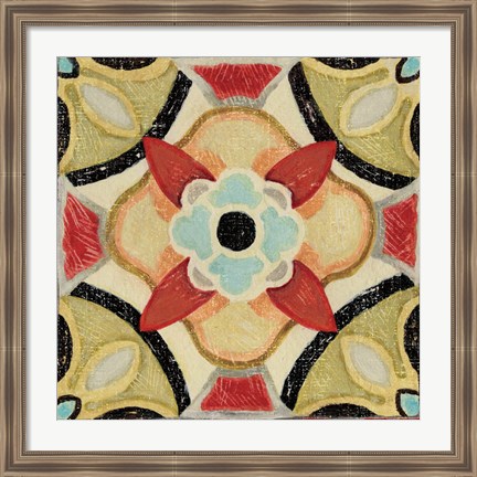 Framed Bohemian Rooster Tile Square IV Print