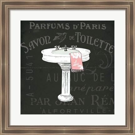 Framed Chalkboard Bath I Print