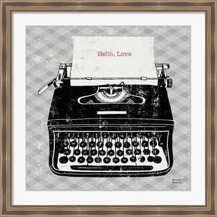 Framed Vintage Analog Typewriter Print