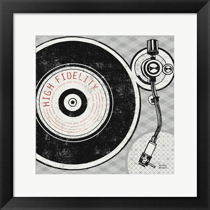 Framed Vintage Analog Record Player Print