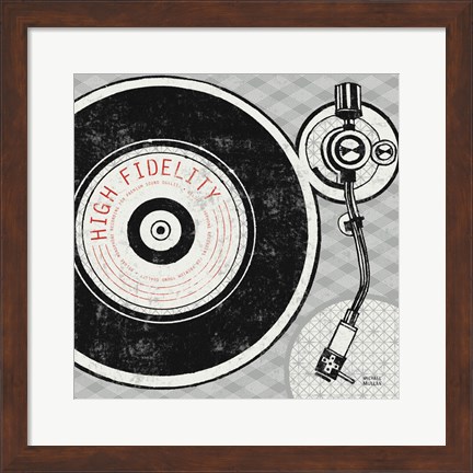 Framed Vintage Analog Record Player Print