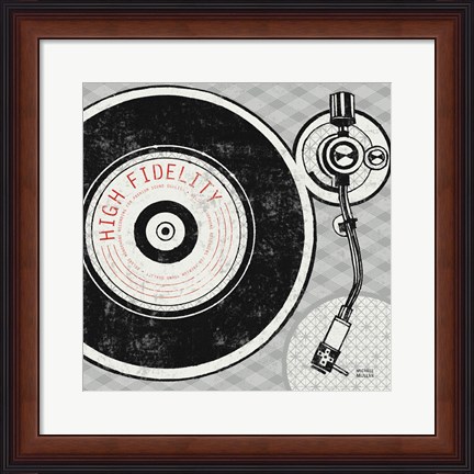 Framed Vintage Analog Record Player Print