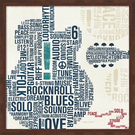 Framed Type Guitar Square II Print