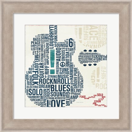 Framed Type Guitar Square II Print