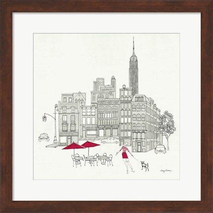 Framed World Cafe III - NYC Red Print