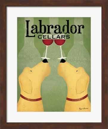 Framed Two Labrador Wine Dogs Print