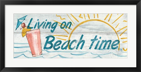 Framed Living on Beach Time Print