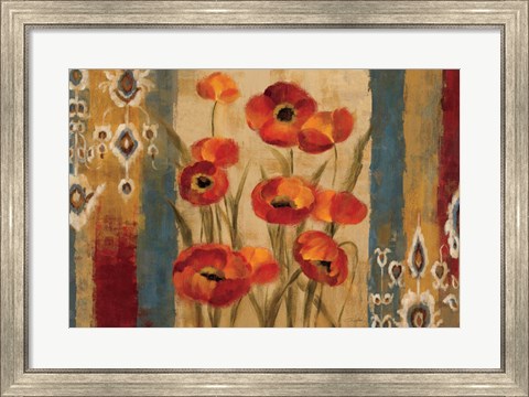 Framed Ikat Floral Tapestry Print