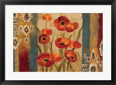 Framed Ikat Floral Tapestry Print