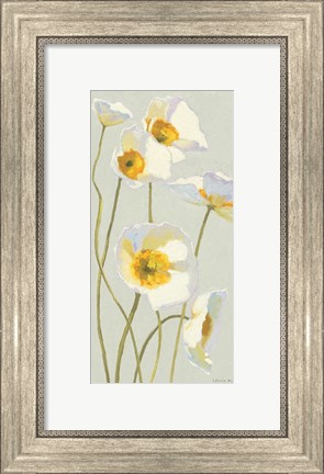 Framed White on White Poppies Panel I Print