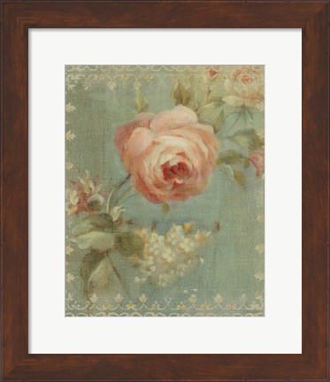 Framed Rose on Sage Print