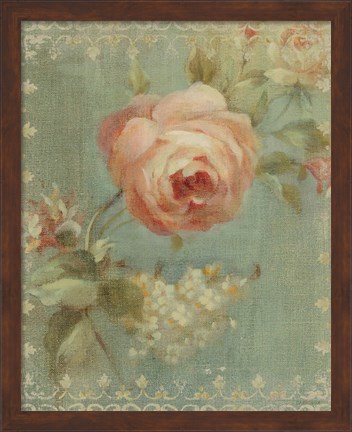 Framed Rose on Sage Print