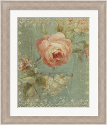 Framed Rose on Sage Print