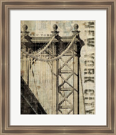 Framed Vintage NY Manhattan Bridge Print