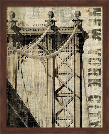 Framed Vintage NY Manhattan Bridge Print