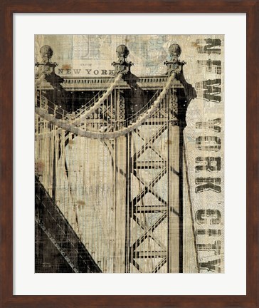 Framed Vintage NY Manhattan Bridge Print